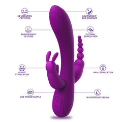 Vibrador sexual Triple Deamon Rabbit Cake Sex Shop Juguetes Sexuales para Adultos